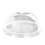 Dangteliai PET puodeliams, Ø95 mm, kupolo formos, su kryžmine skylute šiaudeliui, skaidrūs, 50 vnt.