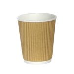 PAP/PE cups, 250 ml, Ø80 mm, corrugated, kraft, 25 pcs.