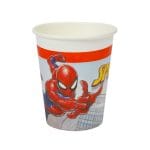 Puodeliai PAP/PE, 200 ml, Ø80 mm, baltos sp., SPIDERMAN, vienasluoksniai, 8 vnt.