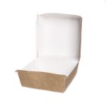Popierinės dėžutės mėsainiams, 115x105x80 mm, balt.sp./kraft, 100 vnt.