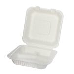 Sugar cane boxes with three compartments BIOBOX, 230x230x70mm, with lid, white, 50 pcs.