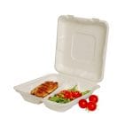 Wood fibre boxes with two compartments, 215x210x65mm, with lid, white, 50 pcs. - Image 3