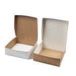 Cardboard boxes 24x24x10cm with lid, white/brown, in packs of 50.