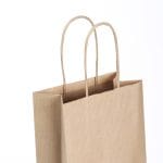 Popieriniai maišeliai su suktomis rankenėlėmis buteliams, 140x80x390 mm, 110 gsm, rudos sp. - Image 2