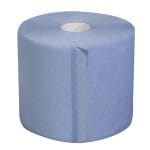 Industrial paper, blue, 2-ply, 19 gsm, h24cm, 290m, 970 sheets (24x30cm), Ø 28cm/72mm