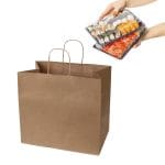 Popieriniai maišeliai su suktomis rankenėlėmis, 360x220x330 mm, 100 gsm, rudos sp. - Image 4