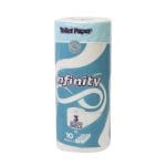 Infinity Prof toilet paper, C10670N, 2ply, h9.5cm, 65m, 650 sheets (9.5x10cm), 3 rolls per pack.