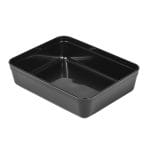 PP containers, 1370 ml, 218 x 169 x 53 mm, black, reusable