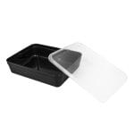 PP containers, 1370 ml, 218 x 169 x 53 mm, black, reusable - Image 2