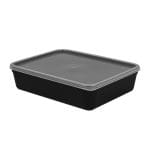 PP containers, 1370 ml, 218 x 169 x 53 mm, black, reusable - Image 3