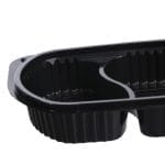 PP containers for hot food, 600 ml, 235 x 145 x 35 mm, with two compartments, black, 100 pcs. - Image 2