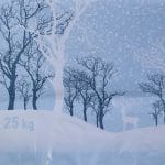 Maišeliai su rankenėlėmis 360+160x650 mm, 50 µm, mėlynos sp., su spauda Winter deer, LDPE, pakuotėje 50 vnt.