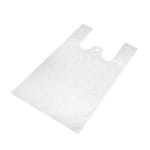 Maišeliai su rankenėlėmis 160+120x300 mm, 6 µm, baltos sp., HDPE, pakuotėje 100 vnt.