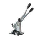 Įrenginys metaliniams įtempimo diržų spaustukams suspausti