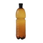 PET bottles (30% rPET) 1 litre, neck Ø28 mm, brown, round, pack of 144.
