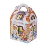 Kartona kaste "Ziemassvētku mājiņa", 135x107x125mm, krāsaina, iepakojumā 25gab.