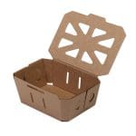 Gofruoto kartono dėžutė uogoms 139 x 97 x 60 mm su atlenkiamu dangteliu, 300 ml, kraft, rudos sp., pakuotėje 20 vnt.