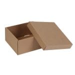 Gofruoto kartono dėžutė 150x150x80 mm su dangteliu, rudos sp. - Image 2