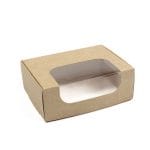 Cardboard boxes for confectionery with a window and lid, 160x120x60mm, brown - Image 2