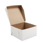 Kartoninė dėžutė konditerijos gaminiams 18x18x10cm su dangteliu, baltos/rudos sp., pakuotėje 100 vnt. - Image 5