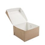 Kartoninė dėžutė konditerijos gaminiams 18x18x10cm su dangteliu, baltos/rudos sp., pakuotėje 100 vnt. - Image 6