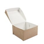 Cardboard boxes 180x180x80mm with hinged lid, white/brown, in packs of 100. Minimum order quantity 100 pieces - Image 3