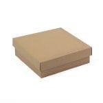 Mikro gofruoto kartono dėžutė 200x200x65 mm su dangteliu, rudos sp.