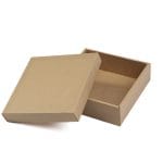 Mikro gofruoto kartono dėžutė 200x200x65 mm su dangteliu, rudos sp. - Image 4