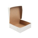 Kartona konteiners ar atlokāmu vāku, 205x205x65mm, balts/brūns, iepakojumā 100gab. - Image 6