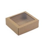 Mikro gofruoto kartono dėžutė su dangteliu ir langu 215x195x70 mm - Image 2