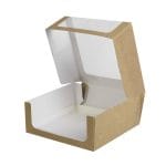 Cardboard box for confectionery 230x230x90 mm, 300 gsm, 50+50 gsm, white/brown, brown exterior + PET window
