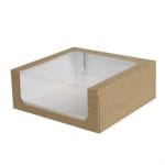 Cardboard box for confectionery 230x230x90 mm, 300 gsm, 50+50 gsm, white/brown, brown exterior + PET window - Image 2