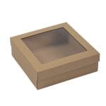 Gofrētā kartona kaste ar logu, 245x245x80mm, brūna