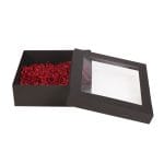 Gofrētā kartona kaste ar logu, 245x245x80mm, melna - Image 3