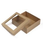 Gofrētā kartona kaste ar logu, 245x245x80mm, brūna - Image 3