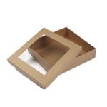 Mikro gofruoto kartono dėžutė su dangteliu ir langeliu 320x320x80 mm, 14E - Image 3