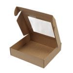 Kartona dāvanu kaste ar lodziņu un atlokāmu vāku, 330x300x80mm, brūna, iepakojumā 10gab.