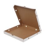 Cardboard boxes 30x30x3cm with hinged lid for pizza, white, in packs of 50, 14EW (FEFCO 0426)