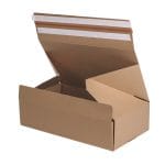 Gofrētā kartona e-komercijas kaste ar dubultu līmlenti un atvēršanas lenti, 464x266x118mm, brūna