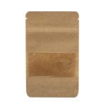 Popieriniai doypak maišeliai 85+50x145mm su langeliu, 100ml, su Zip-lock užtrauktuku, rudos sp., pakuotėje 100 vnt.