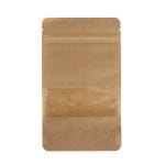 Popieriniai doypak maišeliai 110+70x185mm su langeliu, 250ml, su Zip-lock užtrauktuku, rudos sp., pakuotėje 100 vnt.