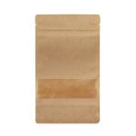Paper doypacks 130+80x225mm with window, 500ml, with zip-lock closure, brown, in a pack of 100 pieces