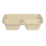 Sugar cane containers, 3 parts, 1400 ml, 228×229×47 mm, 50 pcs., beige - Image 2