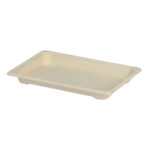 Containers for sushi made of sugar cane, 185×128×20 mm, 50 pcs., beige