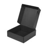 Gofrētā kartona kaste ar atlokāmu vāku, 200x200x65mm, melna, iepakojumā 25gab.