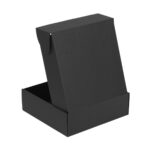Gofrētā kartona kaste ar atlokāmu vāku, 200x200x65mm, melna, iepakojumā 25gab. - Image 3