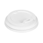 Lids for PS paper cups, Ø80 mm, white, with spout, 50 pcs.