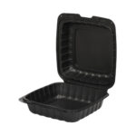 Boxes PP 200×205×80mm, with hinged lid, black, 100 pcs. in a box.